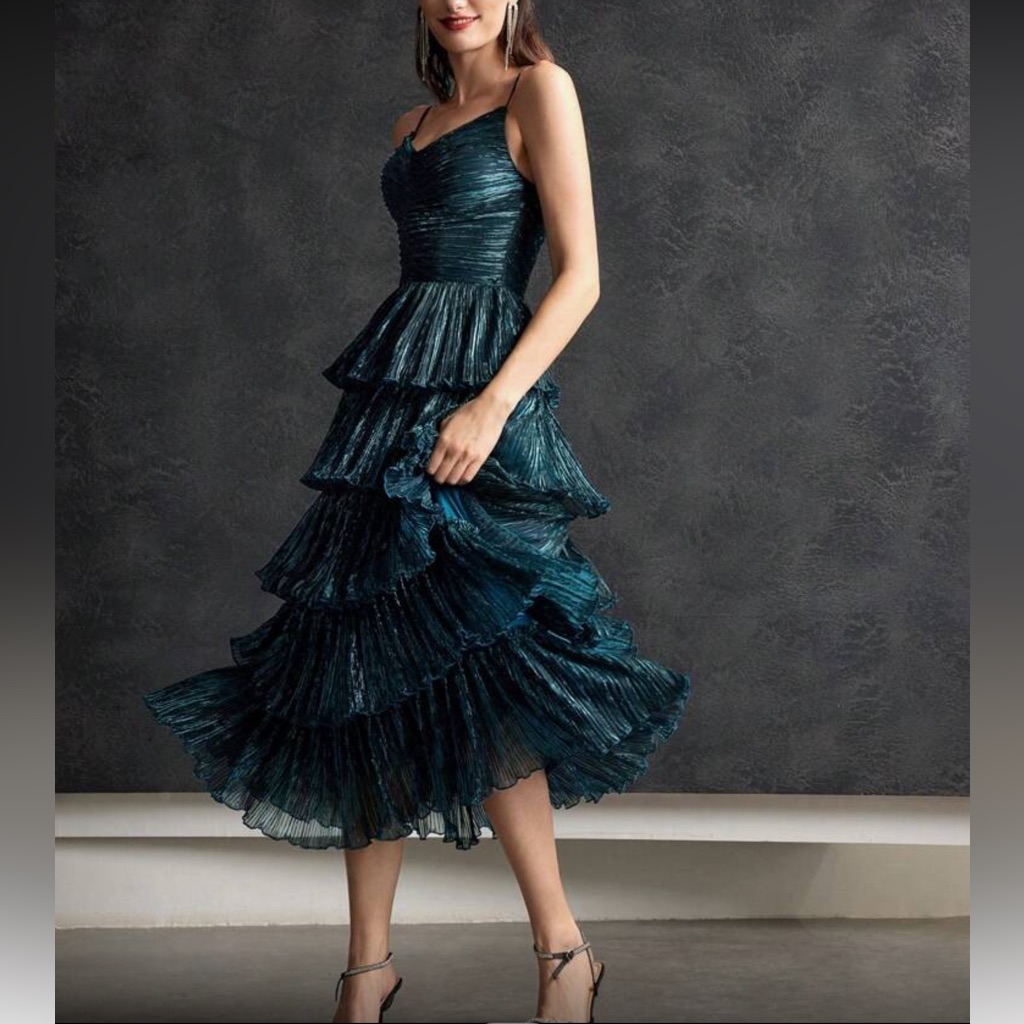 Luxe Ruffle Hem Party Formal Cami Dress